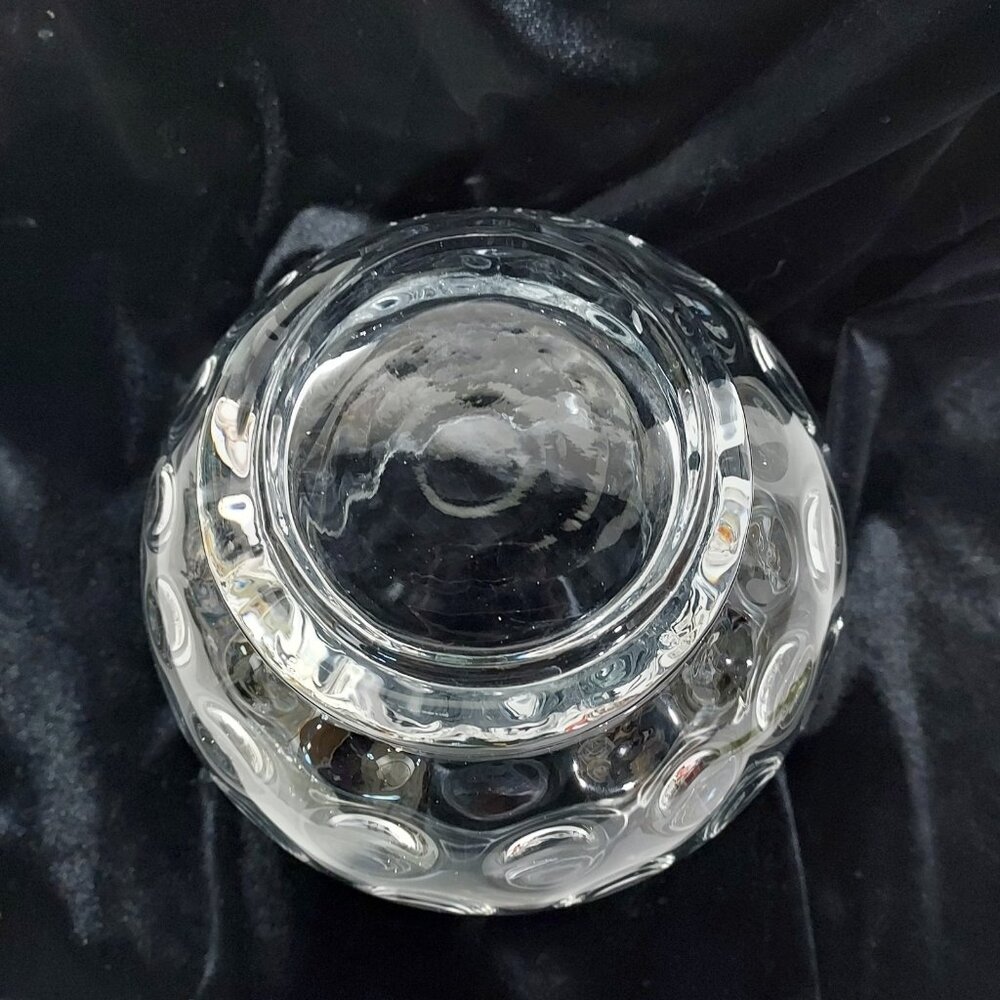 Coin Dot Thumbprint Czech Clear Art Glass 7 inches Vase - Picture 4 of 8